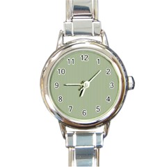 Background Pattern Green Round Italian Charm Watch by Sapixe