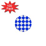 Blue White Diamonds Seamless 1  Mini Buttons (100 pack)  Front