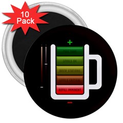 Black Energy Battery Life 3  Magnets (10 Pack)  by Sapixe