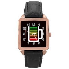 Black Energy Battery Life Rose Gold Leather Watch  by Sapixe