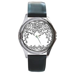 Bouquet Flower Decoration Pattern Round Metal Watch by Sapixe