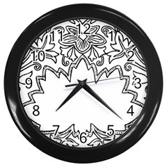 Bouquet Flower Decoration Pattern Wall Clocks (black) by Sapixe