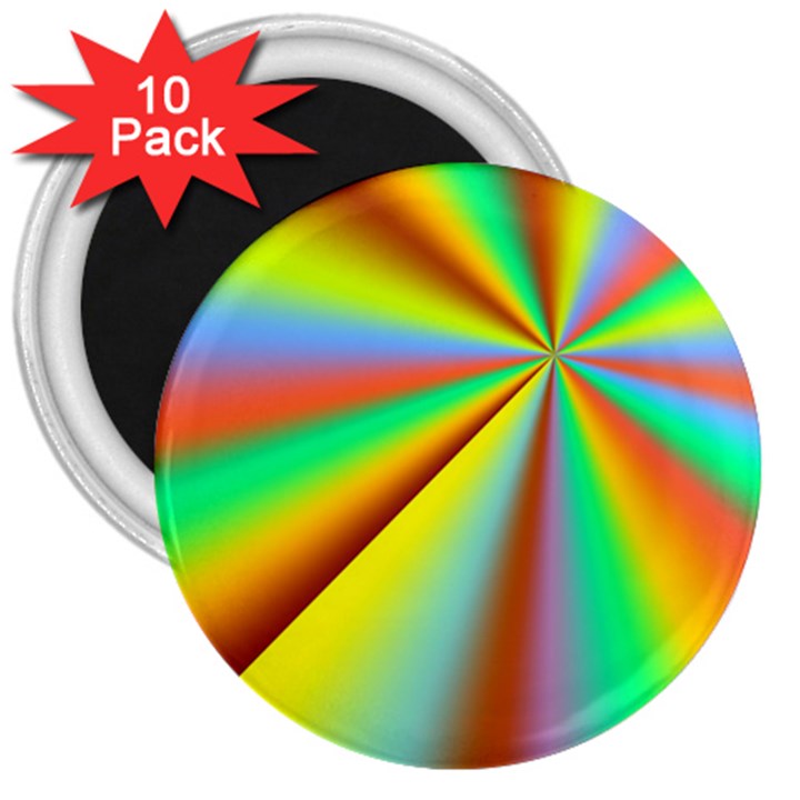 Burst Radial Shine Sunburst Sun 3  Magnets (10 pack) 