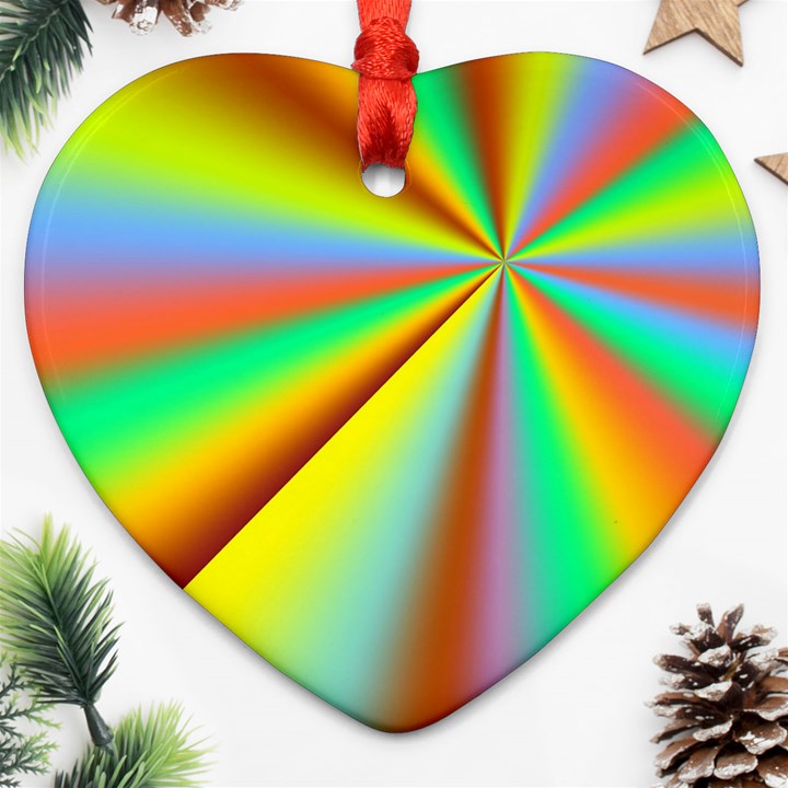 Burst Radial Shine Sunburst Sun Heart Ornament (Two Sides)