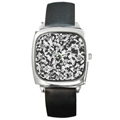 Camouflage Tarn Texture Pattern Square Metal Watch by Sapixe