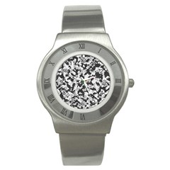 Camouflage Tarn Texture Pattern Stainless Steel Watch by Sapixe