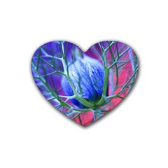 Blue Flowers With Thorns Heart Coaster (4 Pack) 