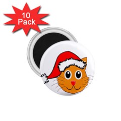 Cat Christmas Cartoon Clip Art 1 75  Magnets (10 Pack)  by Sapixe