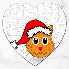 Cat Christmas Cartoon Clip Art Jigsaw Puzzle (heart) by Sapixe