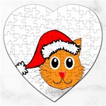 Cat Christmas Cartoon Clip Art Jigsaw Puzzle (Heart) Front