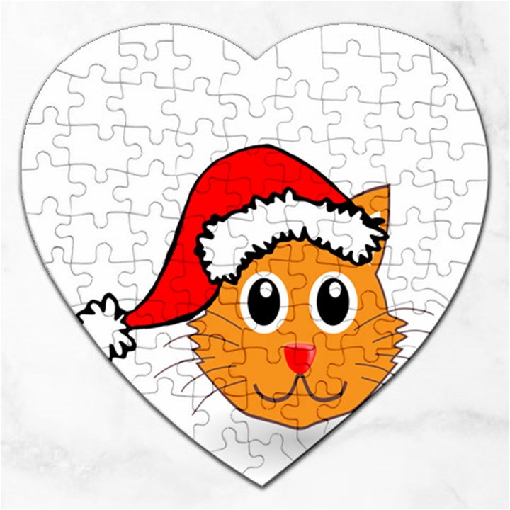 Cat Christmas Cartoon Clip Art Jigsaw Puzzle (Heart)