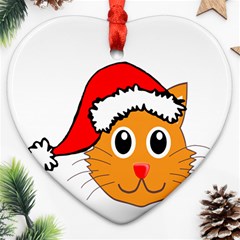 Cat Christmas Cartoon Clip Art Heart Ornament (two Sides) by Sapixe