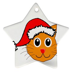 Cat Christmas Cartoon Clip Art Star Ornament (two Sides) by Sapixe