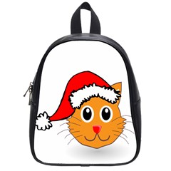 Cat Christmas Cartoon Clip Art School Bag (small) by Sapixe