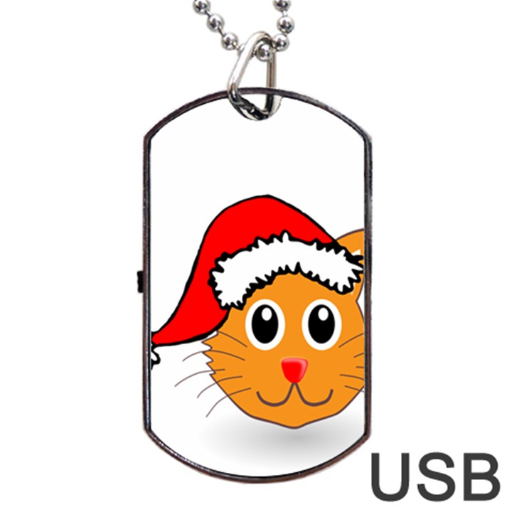 Cat Christmas Cartoon Clip Art Dog Tag USB Flash (Two Sides)