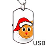 Cat Christmas Cartoon Clip Art Dog Tag USB Flash (Two Sides) Back