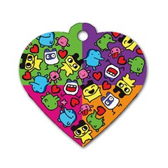 Cartoon Pattern Dog Tag Heart (two Sides) by Sapixe