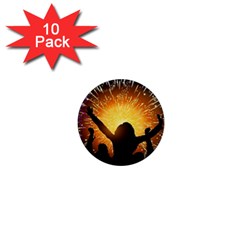 Celebration Night Sky With Fireworks In Various Colors 1  Mini Magnet (10 Pack)  by Sapixe