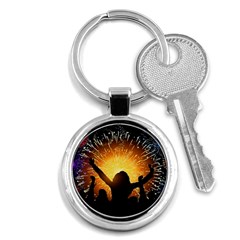 Celebration Night Sky With Fireworks In Various Colors Key Chains (round)  by Sapixe