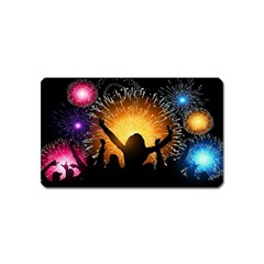 Celebration Night Sky With Fireworks In Various Colors Magnet (name Card) by Sapixe