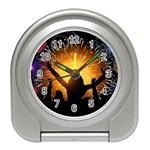 Celebration Night Sky With Fireworks In Various Colors Travel Alarm Clocks Front