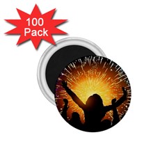 Celebration Night Sky With Fireworks In Various Colors 1 75  Magnets (100 Pack)  by Sapixe