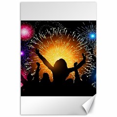 Celebration Night Sky With Fireworks In Various Colors Canvas 24  X 36  by Sapixe