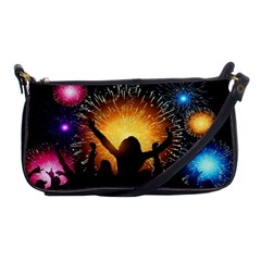 Celebration Night Sky With Fireworks In Various Colors Shoulder Clutch Bags by Sapixe