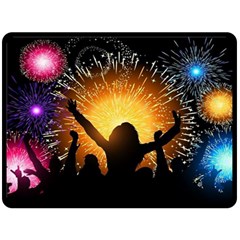 Celebration Night Sky With Fireworks In Various Colors Double Sided Fleece Blanket (large)  by Sapixe