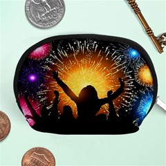 Celebration Night Sky With Fireworks In Various Colors Accessory Pouches (medium)  by Sapixe