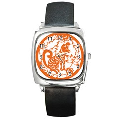 Chinese Zodiac Dog Square Metal Watch by Sapixe