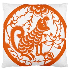 Chinese Zodiac Dog Large Flano Cushion Case (two Sides) by Sapixe