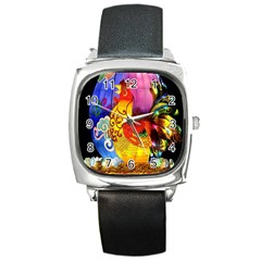 Chinese Zodiac Signs Square Metal Watch by Sapixe