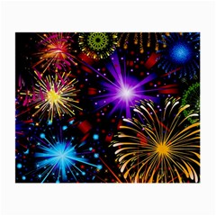 Celebration Fireworks In Red Blue Yellow And Green Color Small Glasses Cloth (2-side) by Sapixe