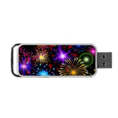 Celebration Fireworks In Red Blue Yellow And Green Color Portable Usb Flash (two Sides) by Sapixe