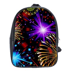 Celebration Fireworks In Red Blue Yellow And Green Color School Bag (xl) by Sapixe