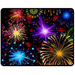 Celebration Fireworks In Red Blue Yellow And Green Color Double Sided Fleece Blanket (medium)  by Sapixe