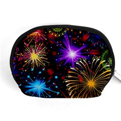 Celebration Fireworks In Red Blue Yellow And Green Color Accessory Pouches (medium)  by Sapixe