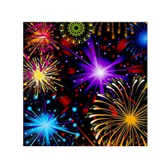 Celebration Fireworks In Red Blue Yellow And Green Color Small Satin Scarf (square) by Sapixe