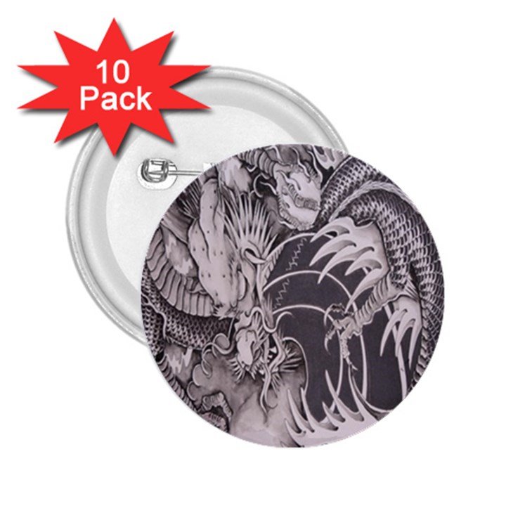 Chinese Dragon Tattoo 2.25  Buttons (10 pack) 