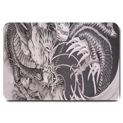 Chinese Dragon Tattoo Large Doormat  by Sapixe