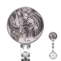 Chinese Dragon Tattoo Stainless Steel Nurses Watch