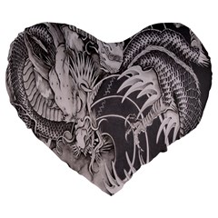 Chinese Dragon Tattoo Large 19  Premium Flano Heart Shape Cushions by Sapixe