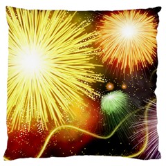 Celebration Colorful Fireworks Beautiful Large Flano Cushion Case (one Side) by Sapixe