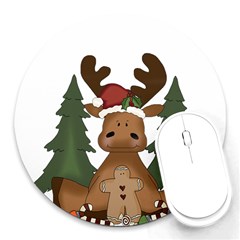 Christmas Moose Round Mousepads by Sapixe