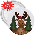 Christmas Moose 3  Buttons (10 pack)  Front