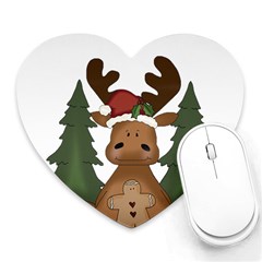 Christmas Moose Heart Mousepads by Sapixe