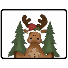 Christmas Moose Fleece Blanket (large)  by Sapixe