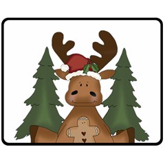 Christmas Moose Fleece Blanket (medium)  by Sapixe