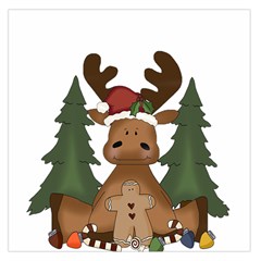 Christmas Moose Large Satin Scarf (square) by Sapixe